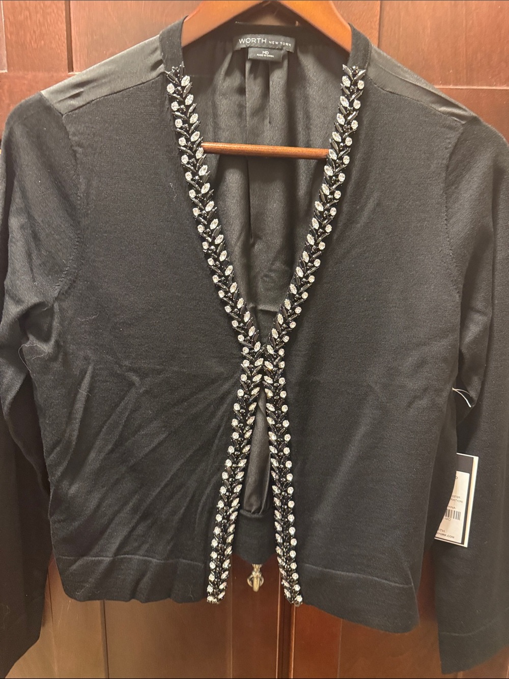 Worth collection Black Embellished V-Neck Sweater Cardigan brand new first time
